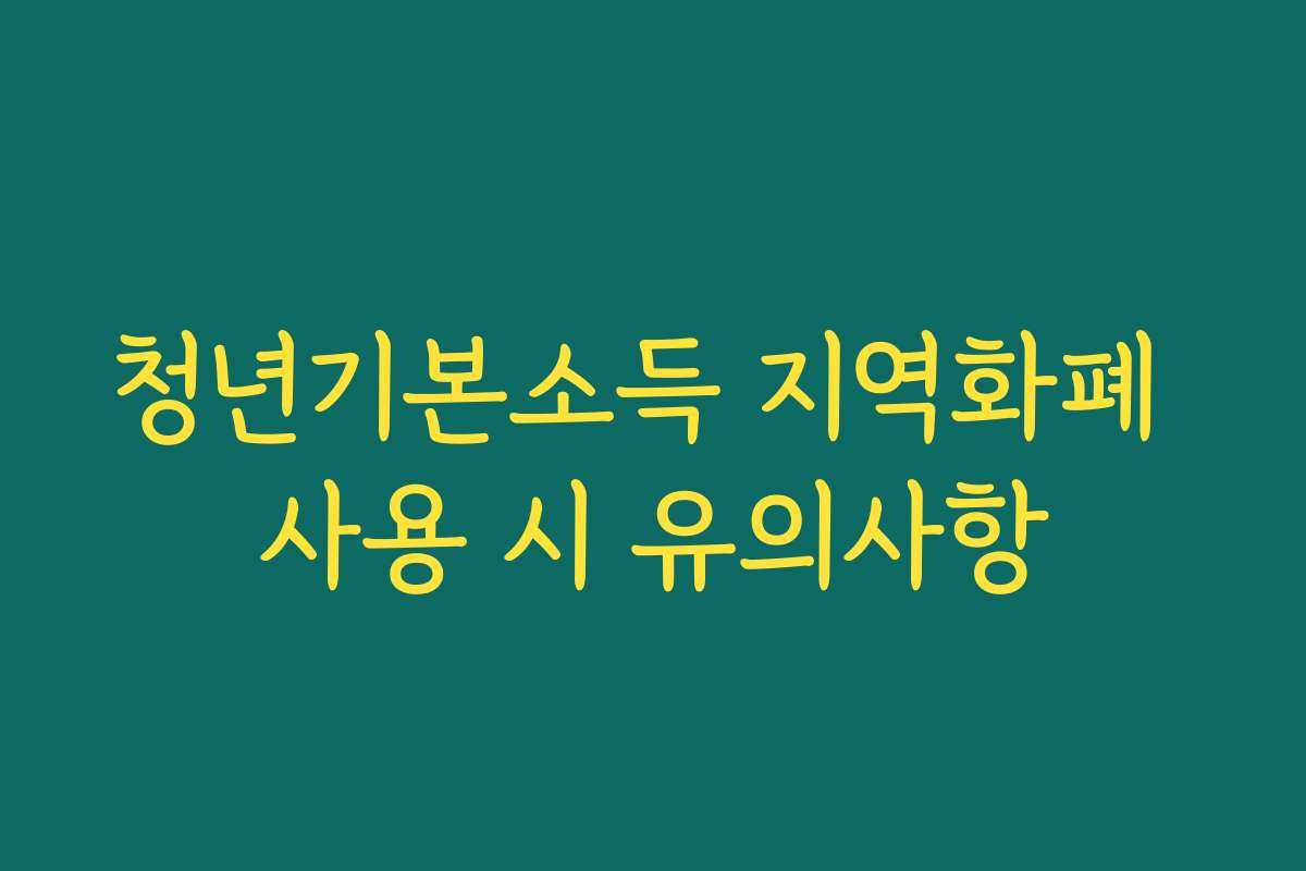청년기본소득 지역화폐 사용 시 유의사항