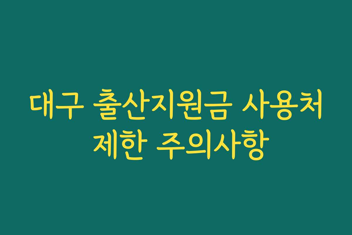 대구 출산지원금 사용처 제한 주의사항
