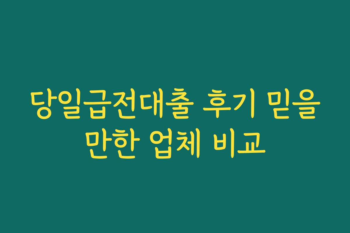 당일급전대출 후기 믿을만한 업체 비교 당일급전대출 후기 믿을만한 업체 비교