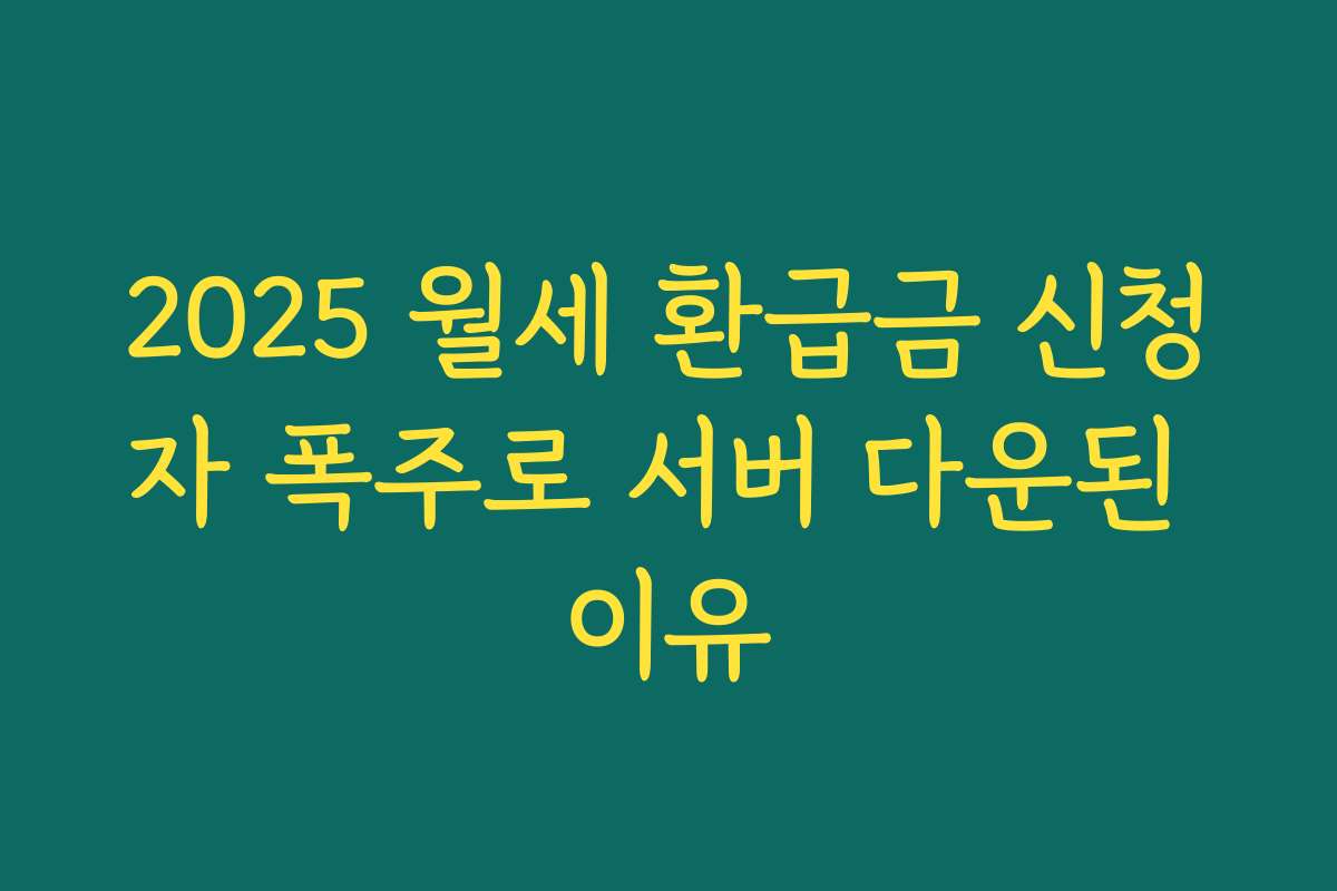 2025 월세 환급금 신청자 폭주로 서버 다운된 이유 2025 월세 환급금 신청자 폭주로 서버 다운된 이유