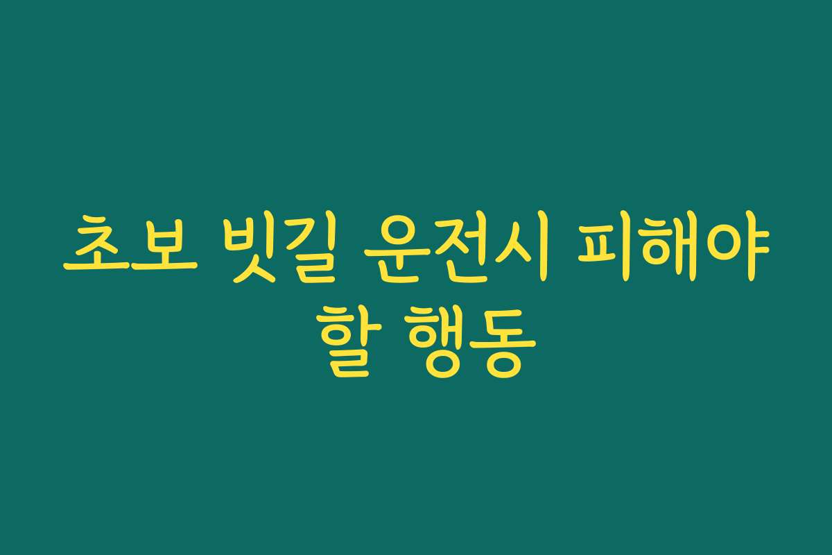 초보 빗길 운전시 피해야 할 행동