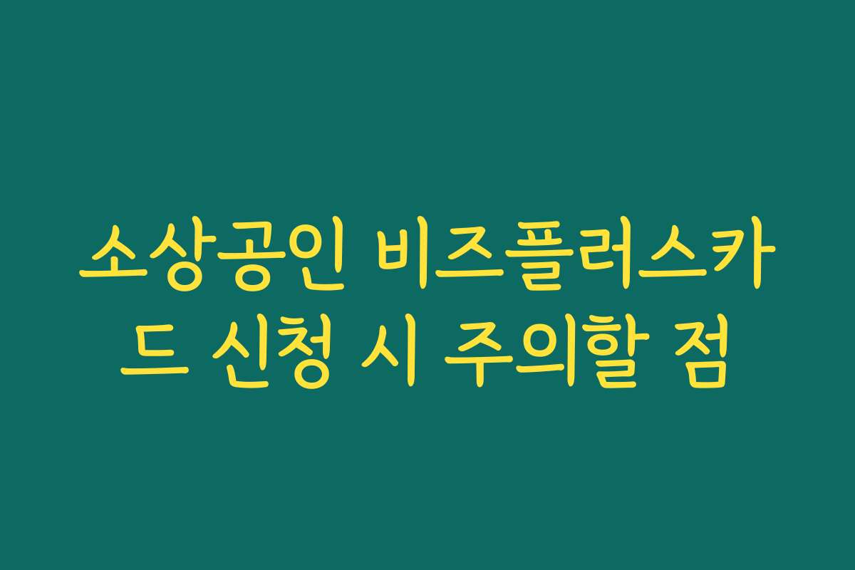소상공인 비즈플러스카드 신청 시 주의할 점