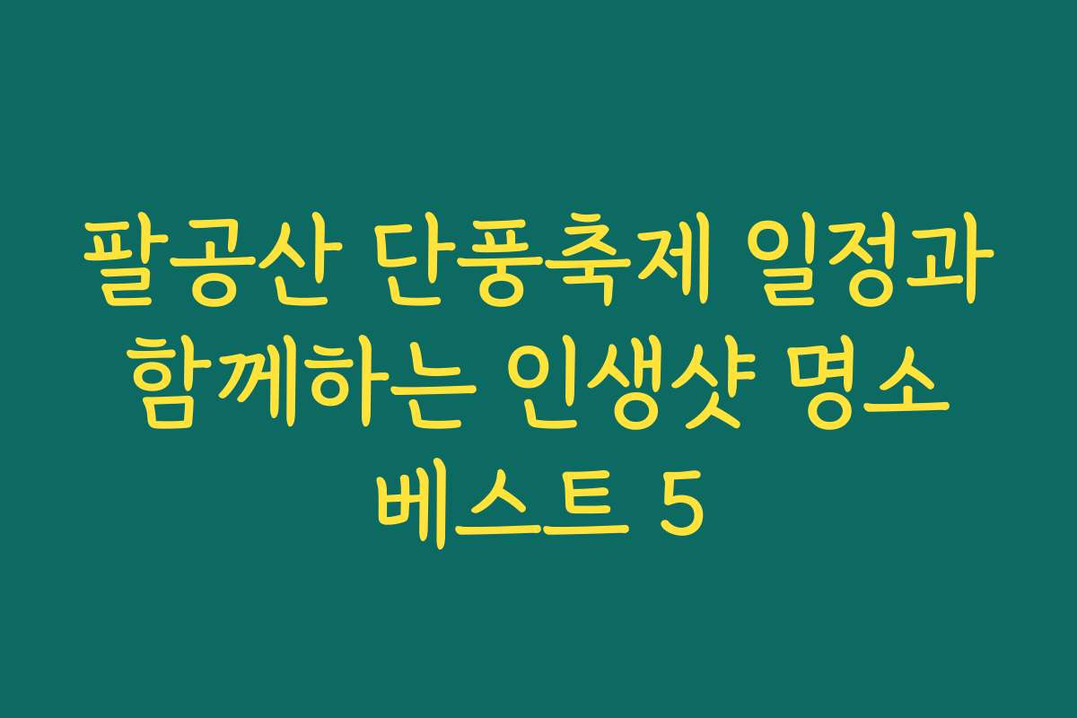 팔공산 단풍축제 일정과 함께하는 인생샷 명소 베스트 5