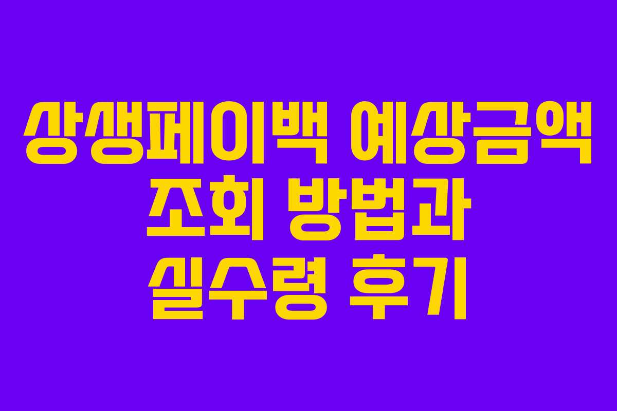 상생페이백 예상금액 조회 방법과 실수령 후기