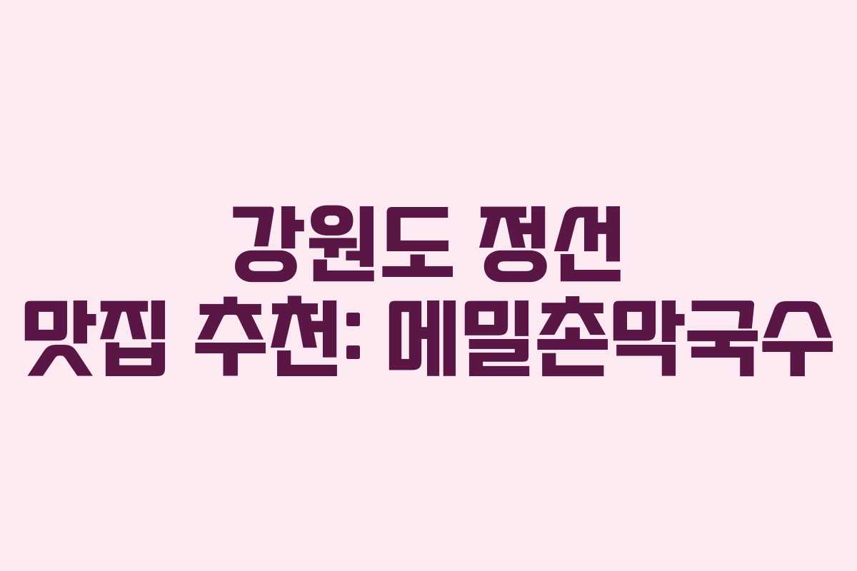 강원도 정선 맛집 추천: 메밀촌막국수