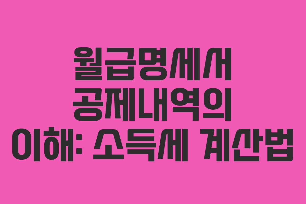 월급명세서 공제내역의 이해: 소득세 계산법 월급명세서 공제내역의 이해: 소득세 계산법