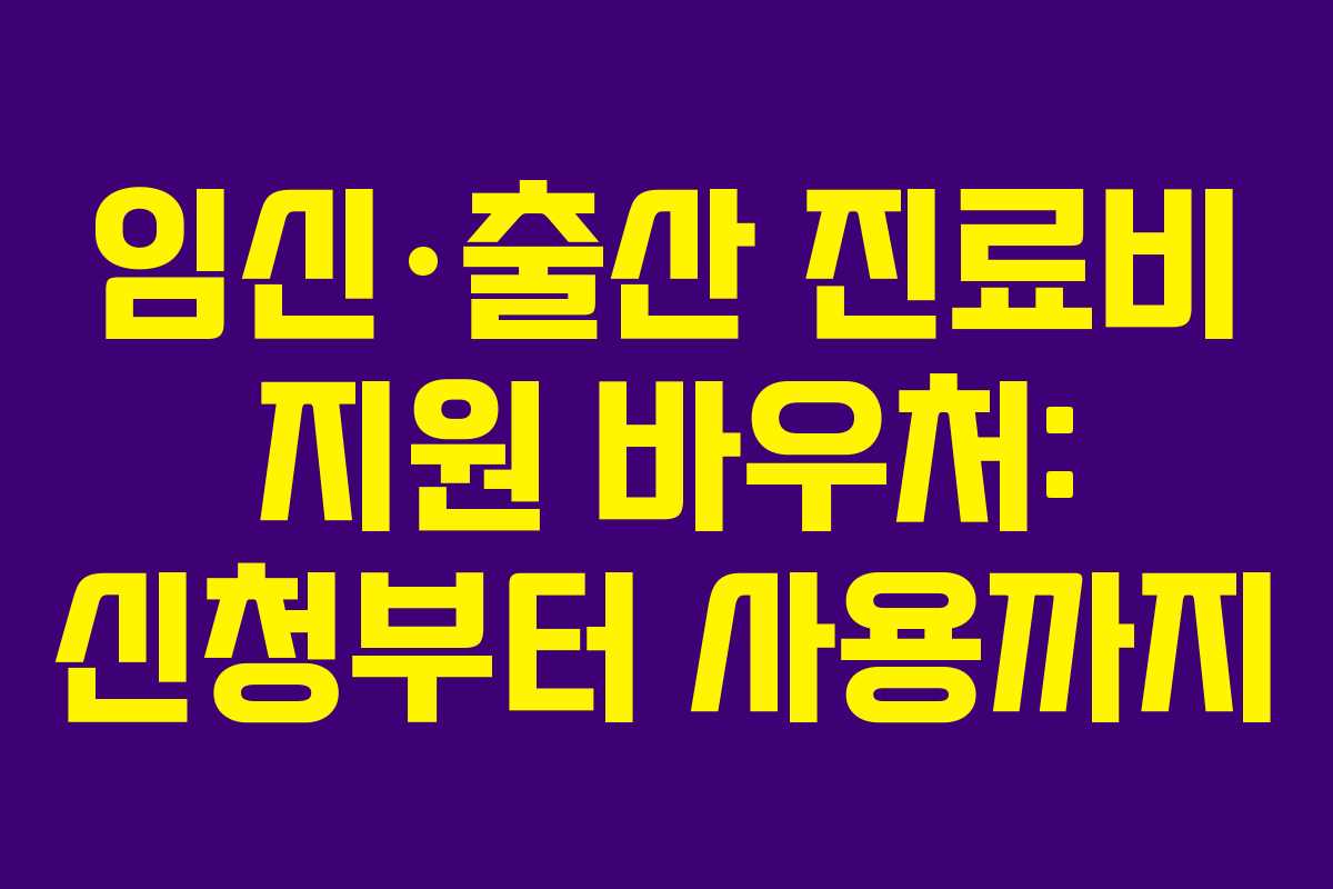 임신·출산 진료비 지원 바우처: 신청부터 사용까지