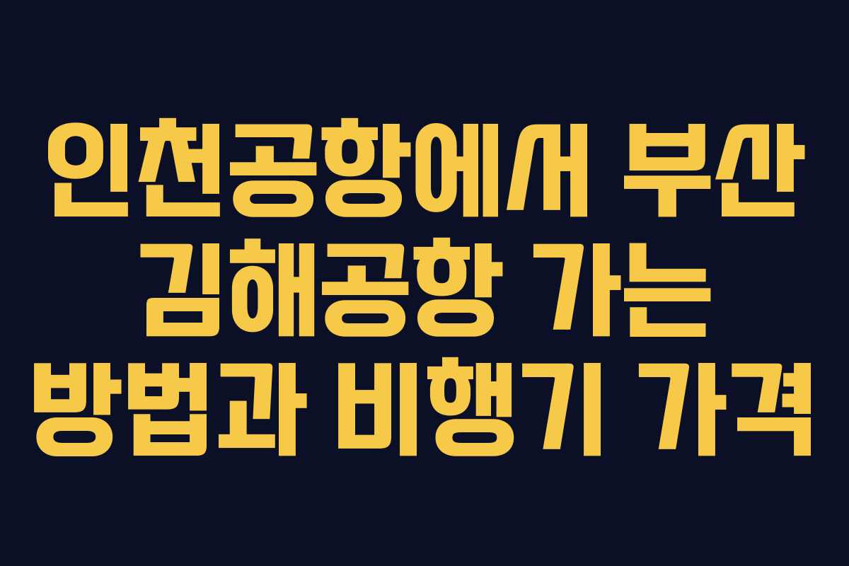 인천공항에서 부산 김해공항 가는 방법과 비행기 가격