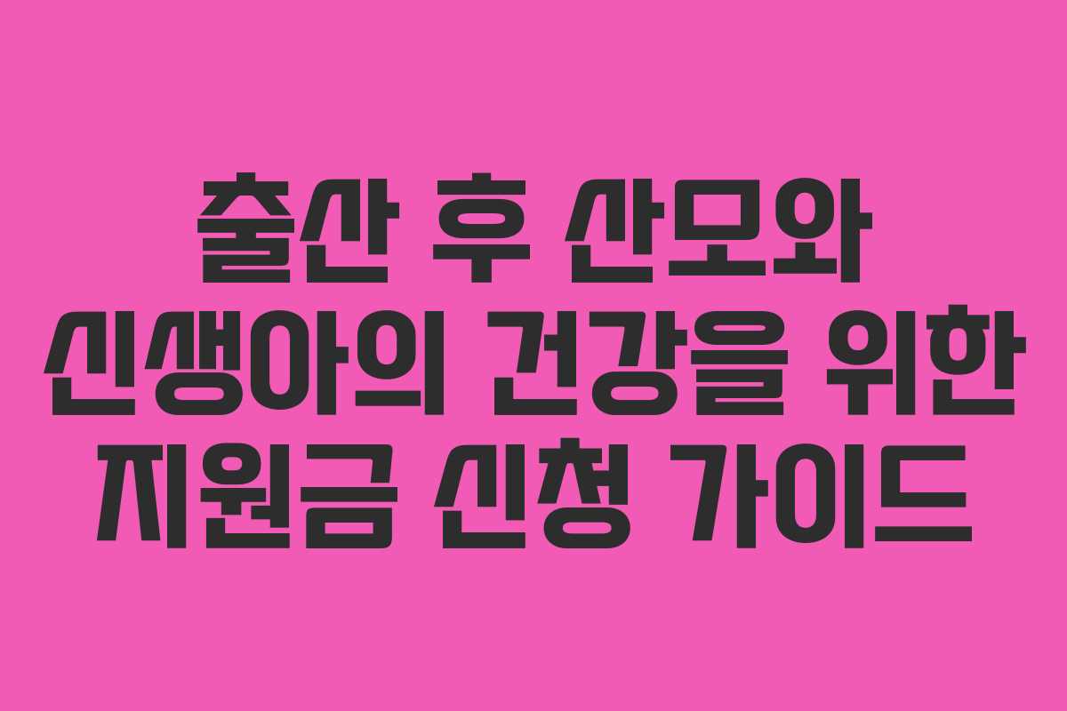 출산 후 산모와 신생아의 건강을 위한 지원금 신청 가이드