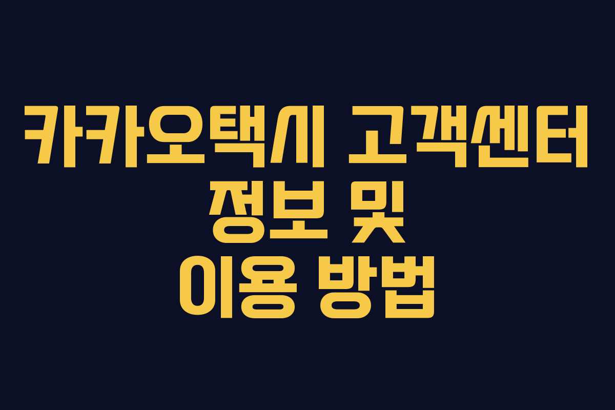 카카오택시 고객센터 정보 및 이용 방법