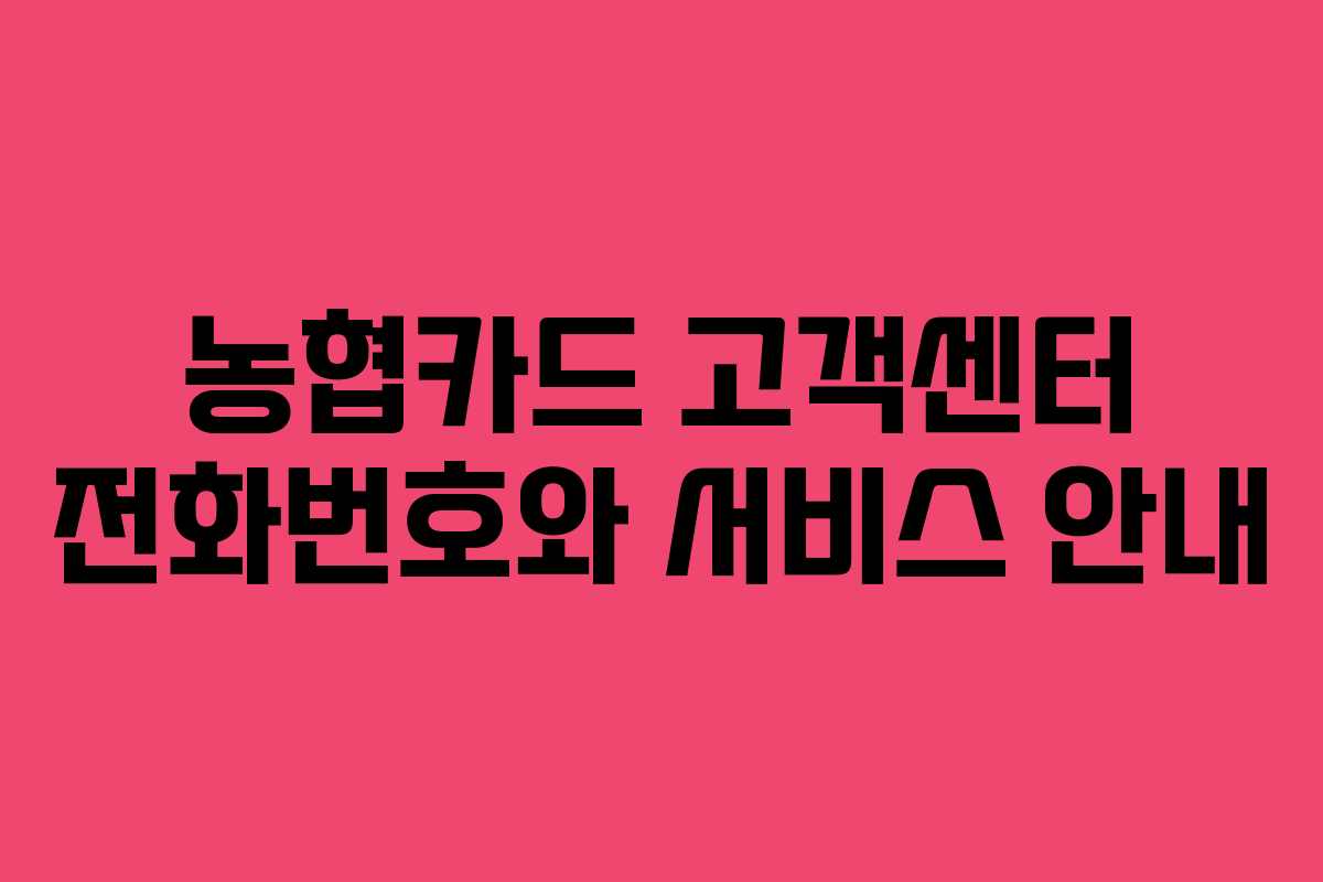 농협카드 고객센터 전화번호와 서비스 안내