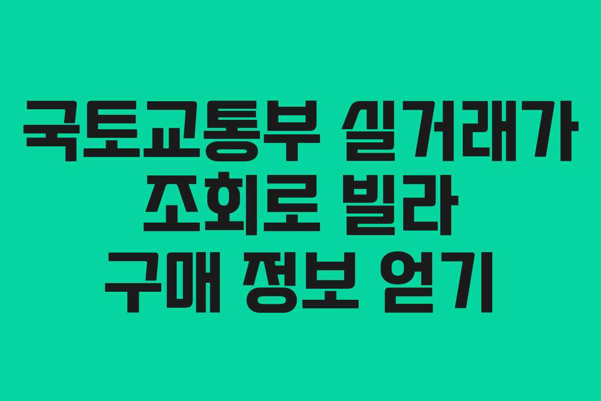 국토교통부 실거래가 조회로 빌라 구매 정보 얻기