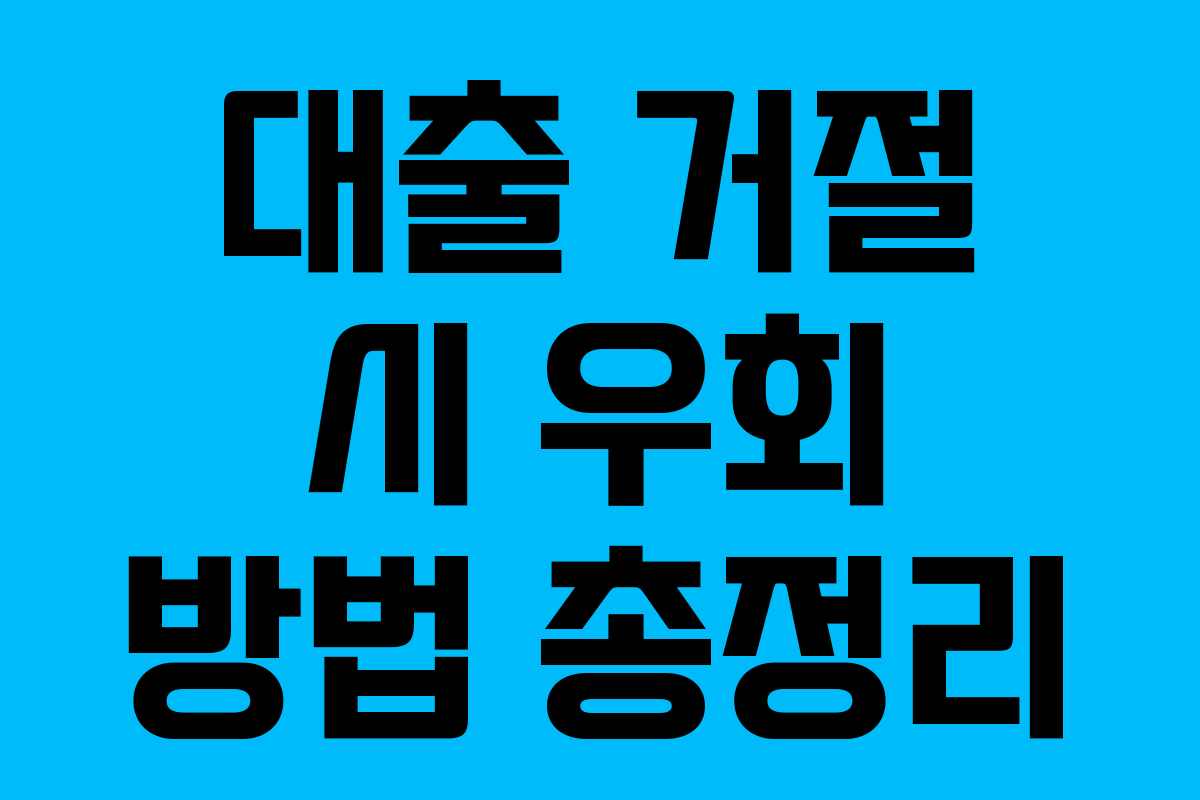 대출 거절 시 우회 방법 총정리 대출 거절 시 우회 방법 총정리