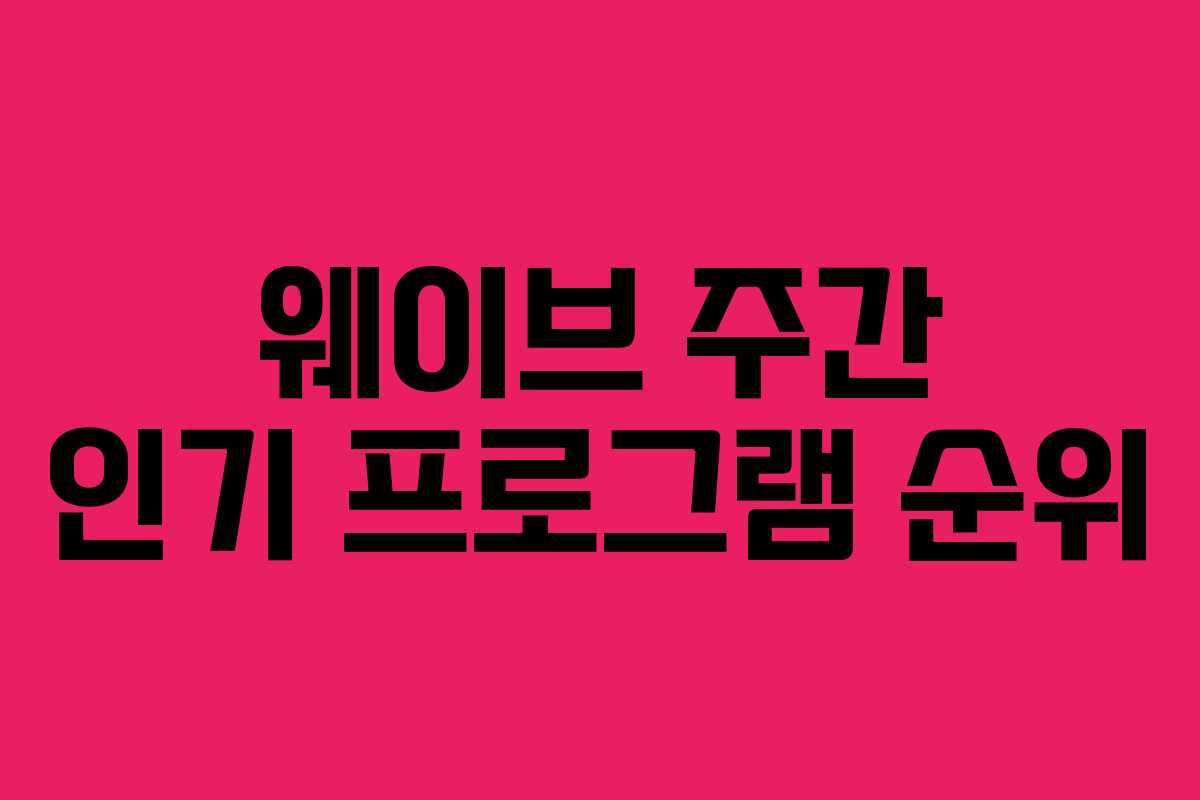 웨이브 주간 인기 프로그램 순위