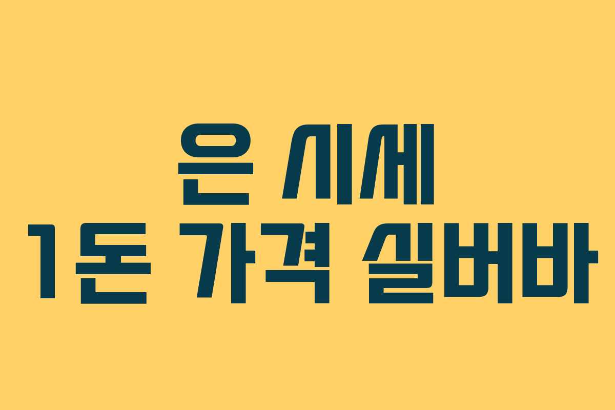 은 시세 1돈 가격 실버바