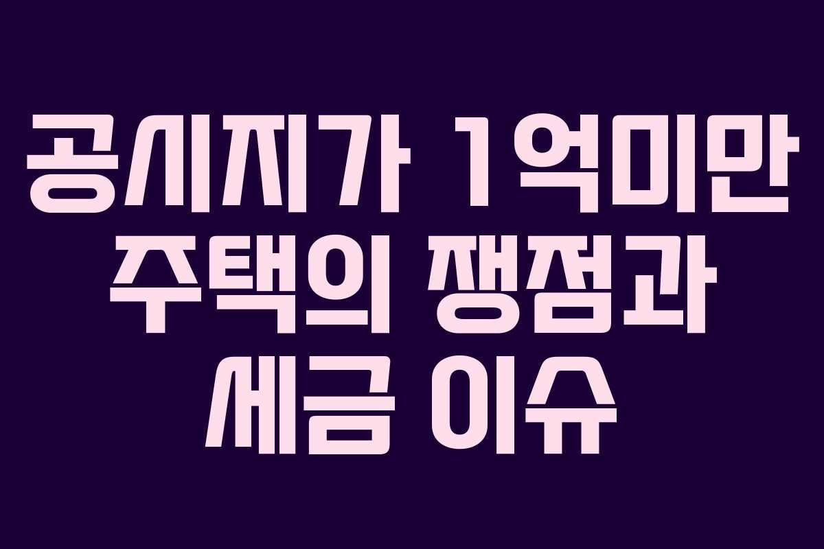공시지가 1억미만 주택의 쟁점과 세금 이슈