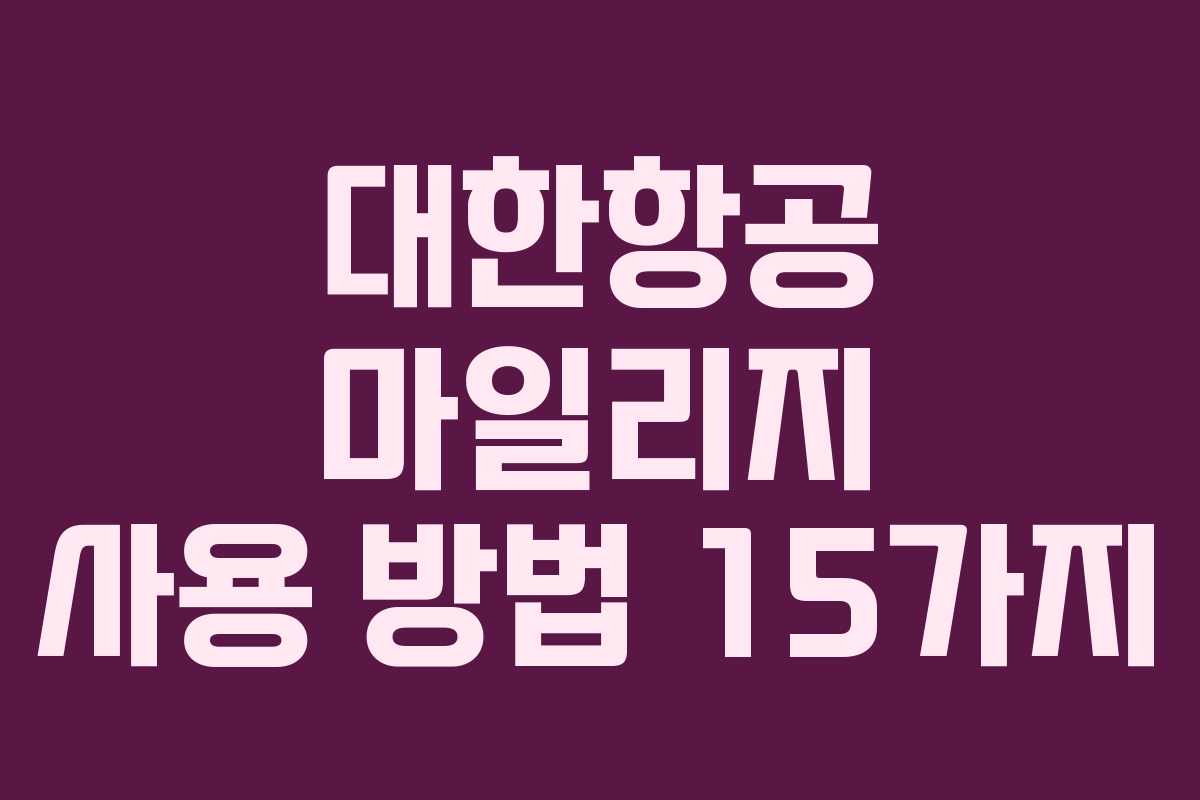대한항공 마일리지 사용 방법 15가지