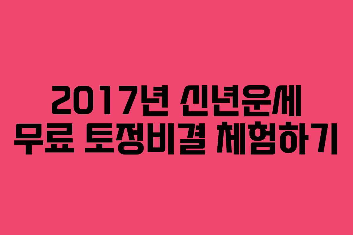 2017년 신년운세 무료 토정비결 체험하기 2017년 신년운세 무료 토정비결 체험하기