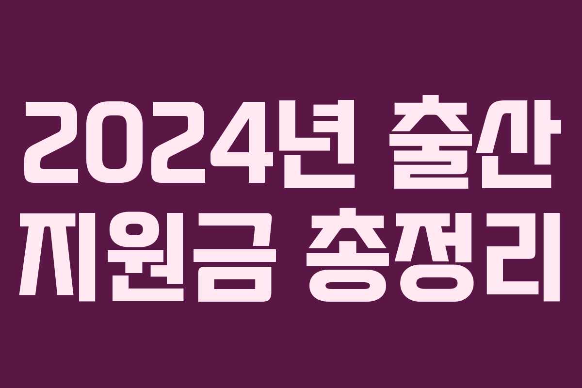 2024년 출산 지원금 총정리