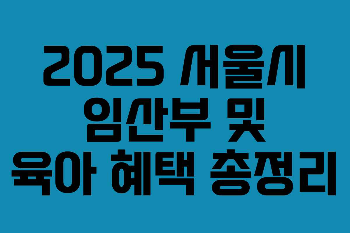 2025 서울시 임산부 및 육아 혜택 총정리