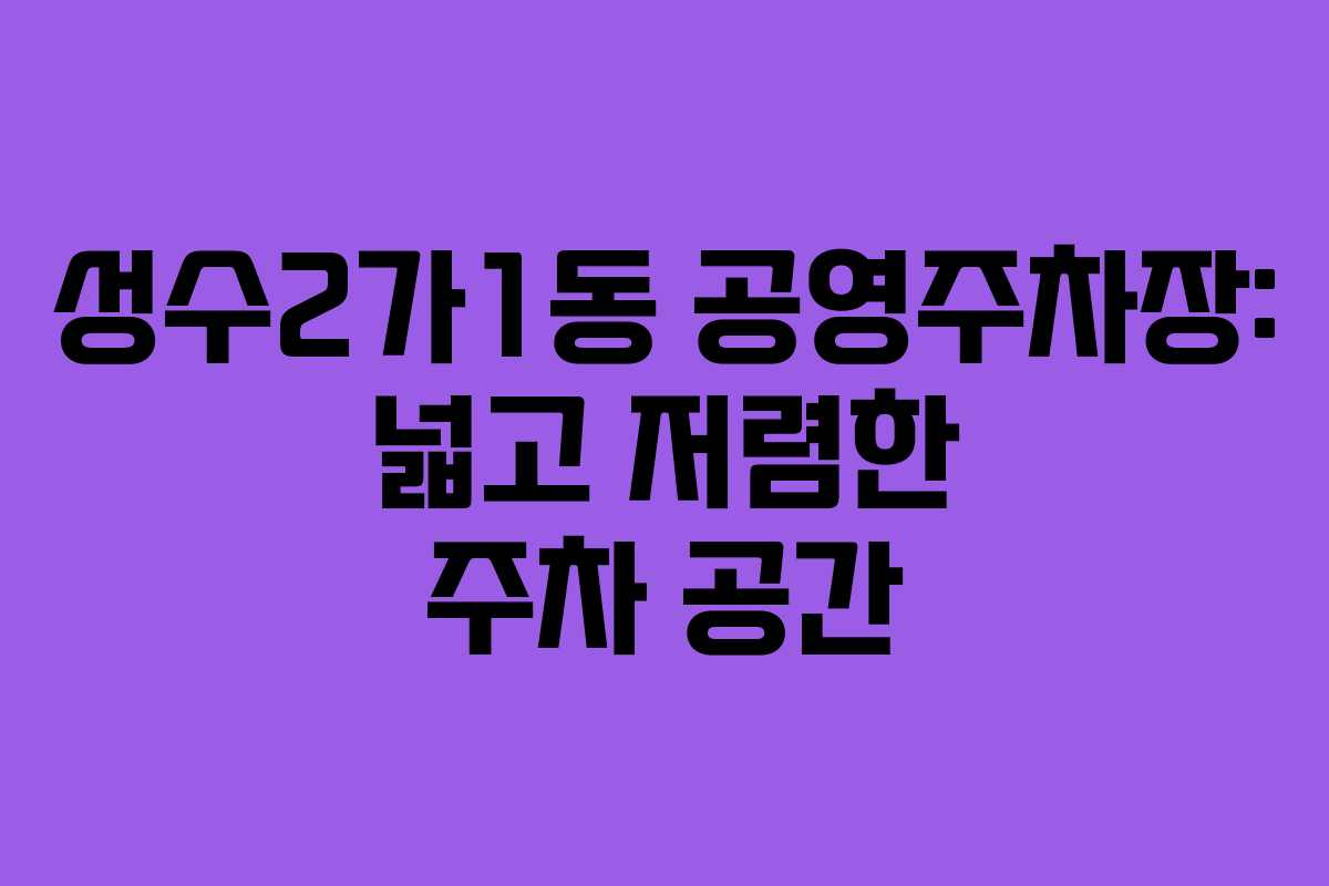 성수2가1동 공영주차장: 넓고 저렴한 주차 공간
