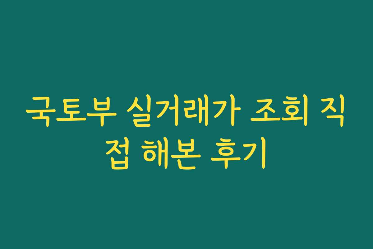 국토부 실거래가 조회 직접 해본 후기
