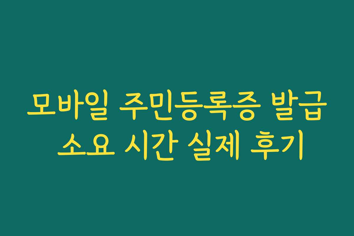 모바일 주민등록증 발급 소요 시간 실제 후기
