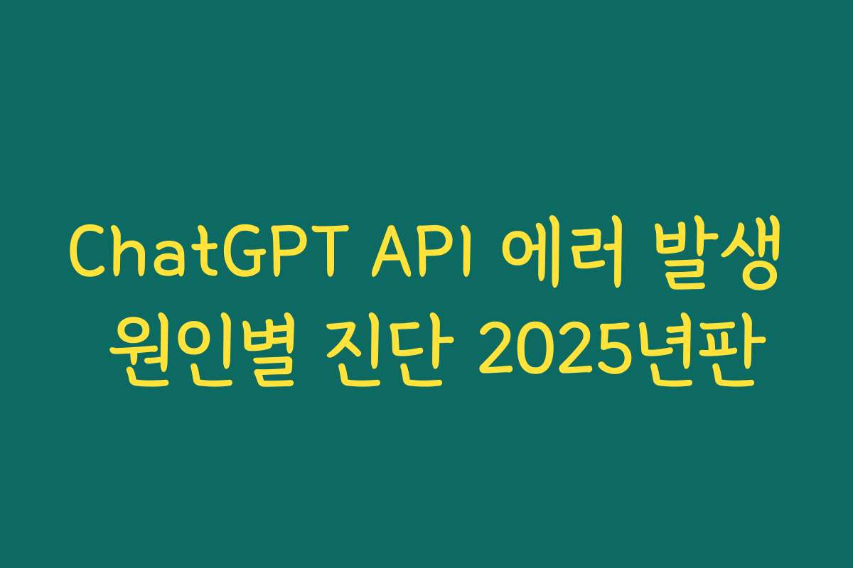 ChatGPT API 에러 발생 원인별 진단 2025년판