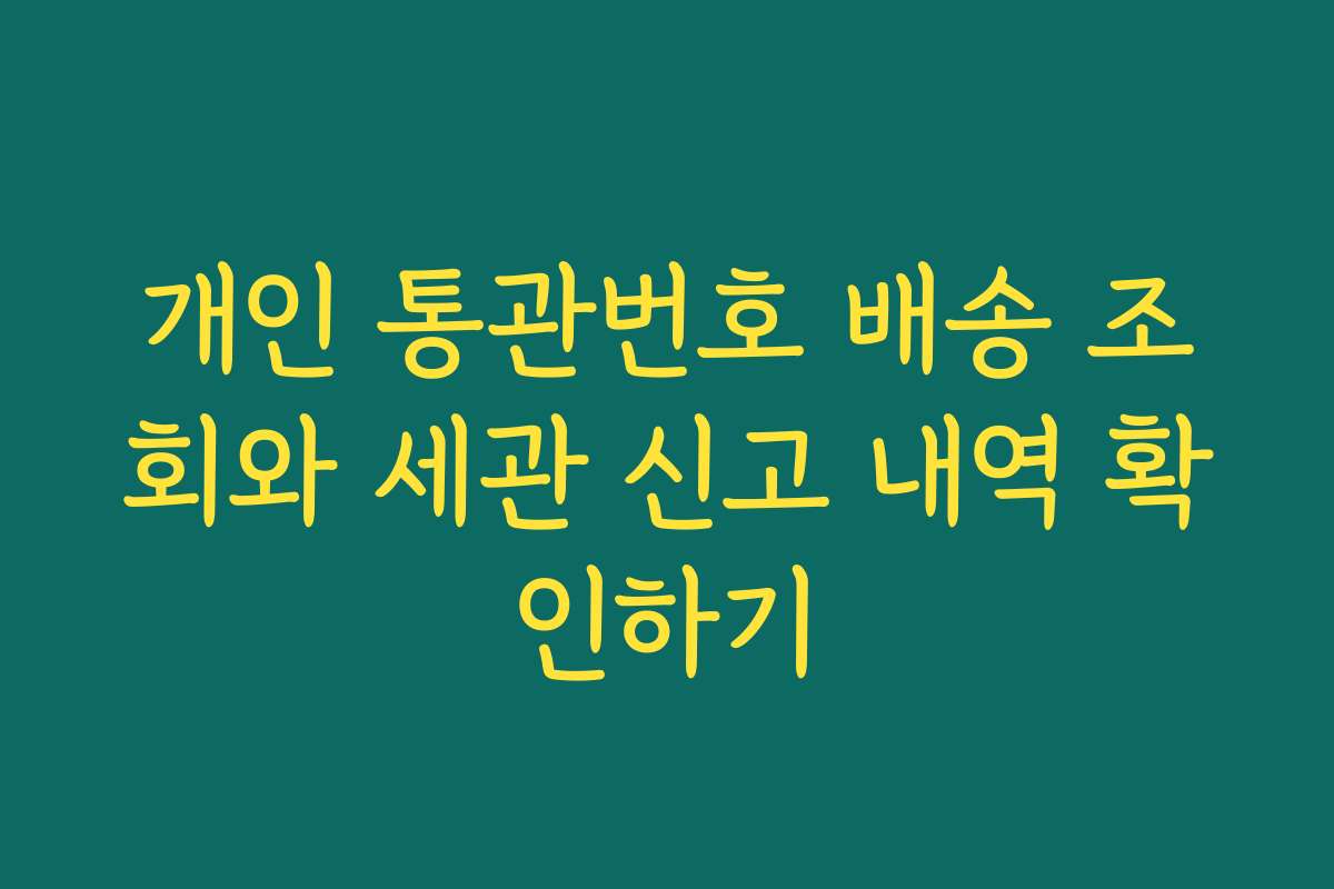 개인 통관번호 배송 조회와 세관 신고 내역 확인하기 개인 통관번호 배송 조회와 세관 신고 내역 확인하기