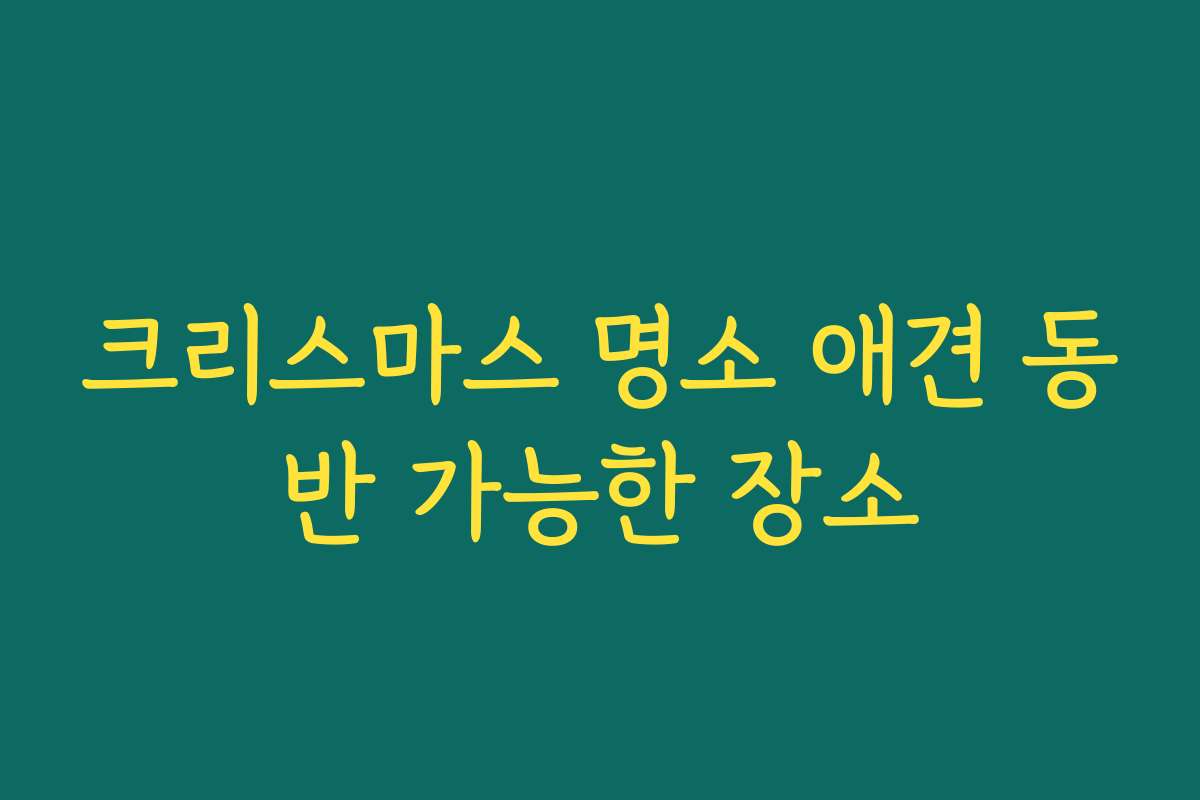 크리스마스 명소 애견 동반 가능한 장소