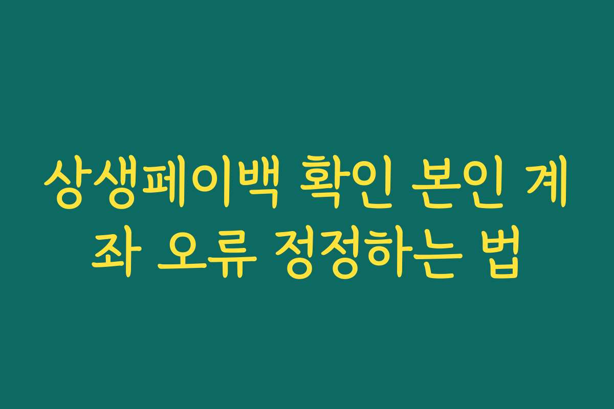 상생페이백 확인 본인 계좌 오류 정정하는 법