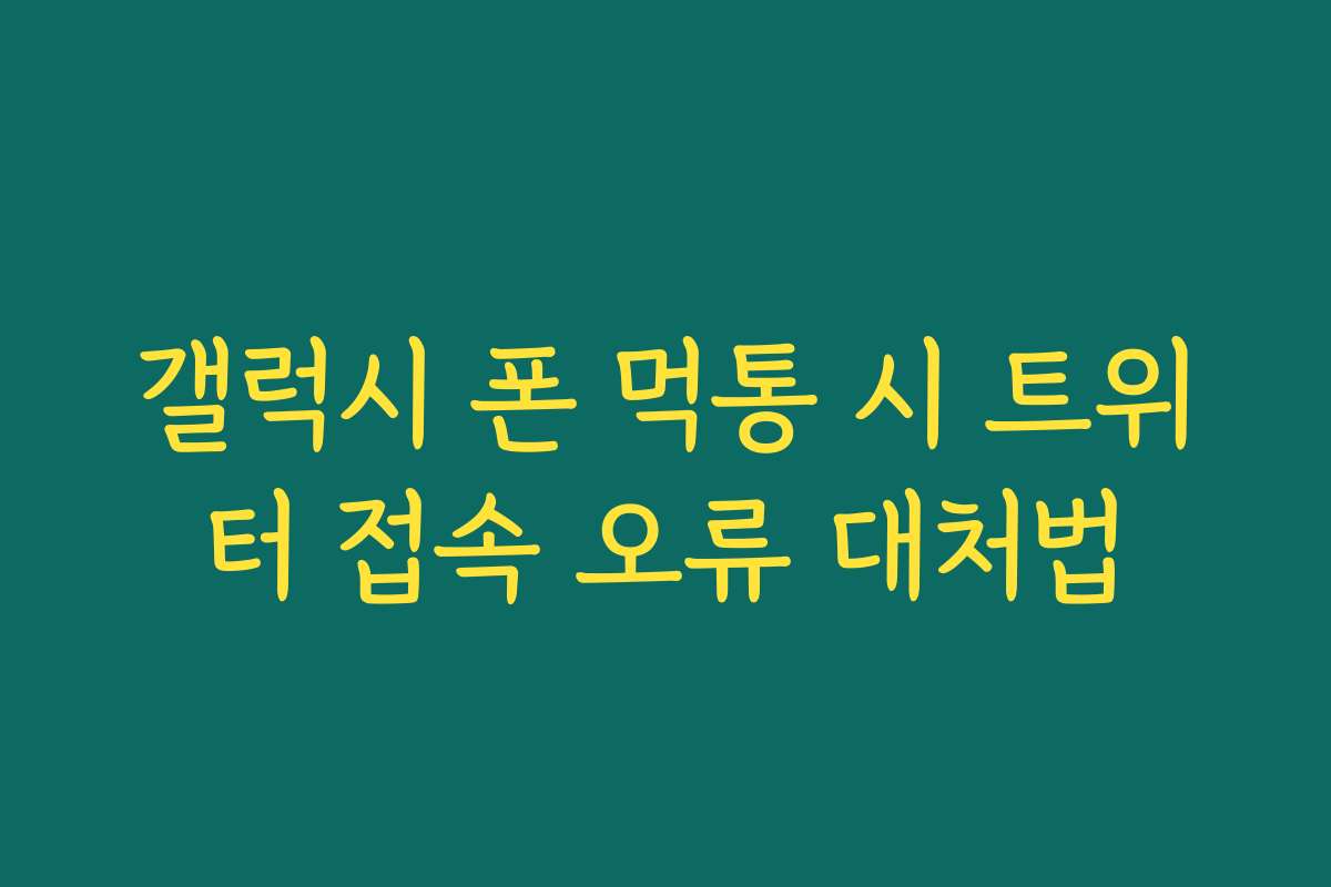 갤럭시 폰 먹통 시 트위터 접속 오류 대처법