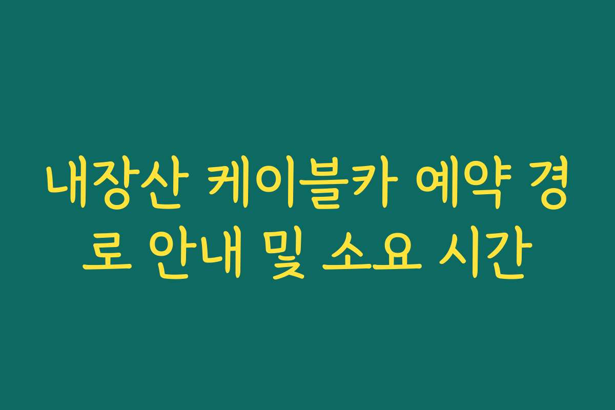 내장산 케이블카 예약 경로 안내 및 소요 시간