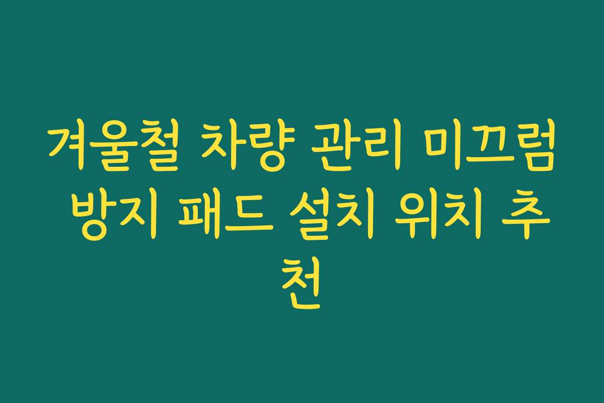 겨울철 차량 관리 미끄럼 방지 패드 설치 위치 추천 겨울철 차량 관리 미끄럼 방지 패드 설치 위치 추천
