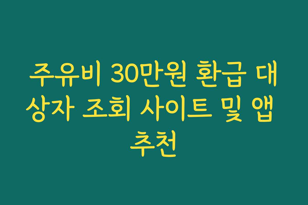 주유비 30만원 환급 대상자 조회 사이트 및 앱 추천