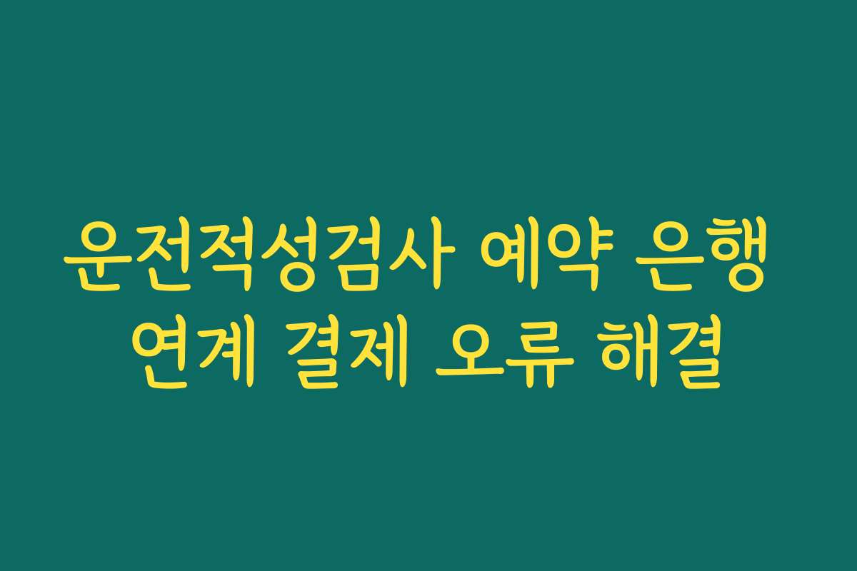 운전적성검사 예약 은행 연계 결제 오류 해결