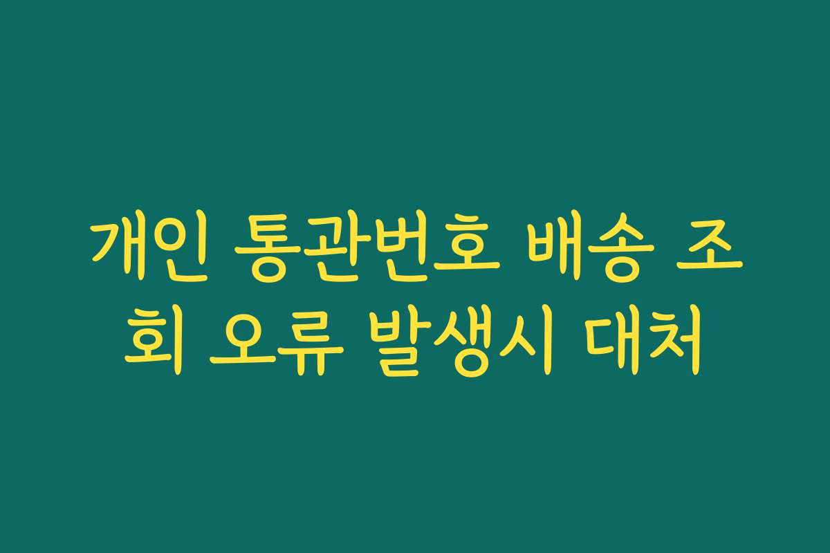 개인 통관번호 배송 조회 오류 발생시 대처