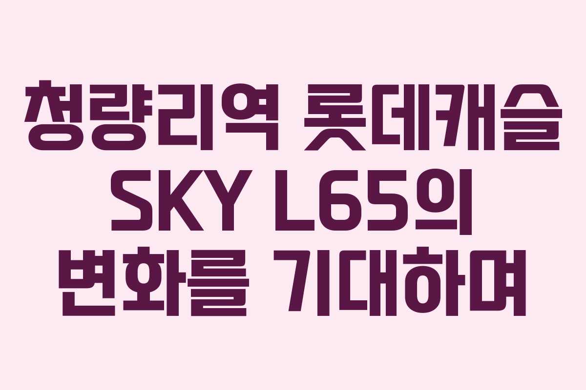 청량리역 롯데캐슬 SKY L65의 변화를 기대하며