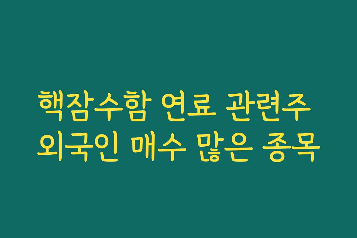 핵잠수함 연료 관련주 외국인 매수 많은 종목