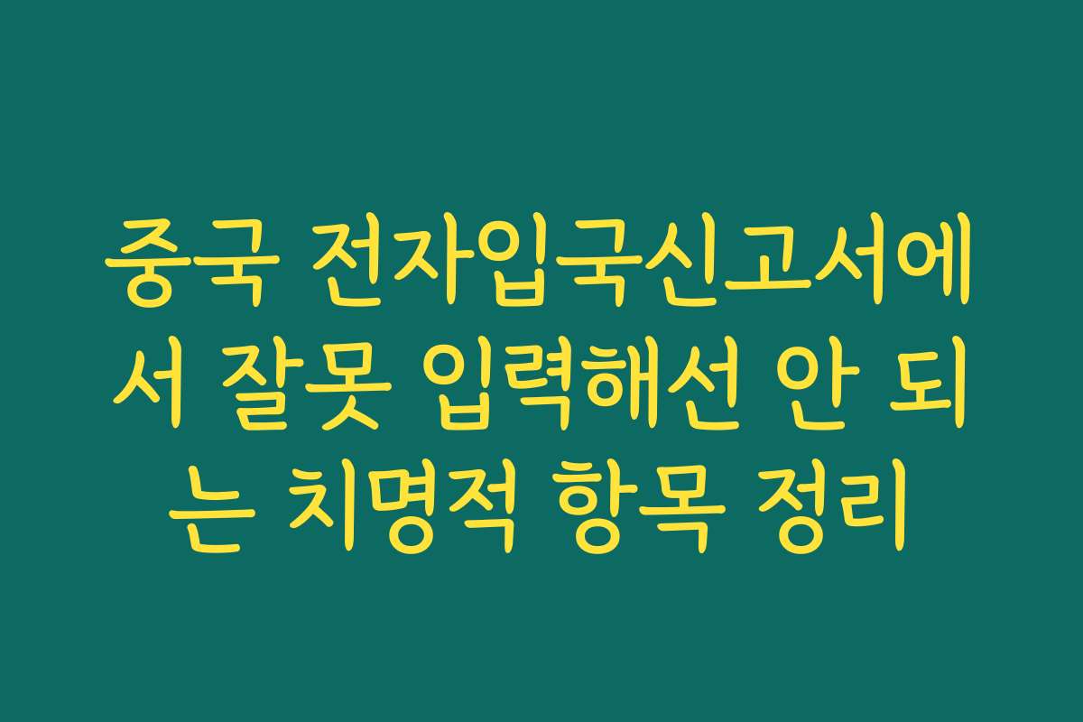 중국 전자입국신고서에서 잘못 입력해선 안 되는 치명적 항목 정리