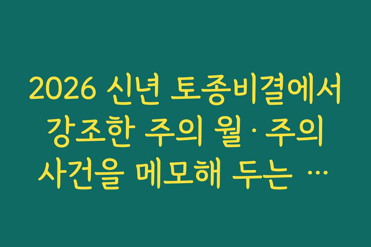 2026 신년 토종비결에서 강조한 주의 월·주의 사건을 메모해 두는 요령 2026 신년 토종비결에서 강조한 주의 월·주의 사건을 메모해 두는 요령