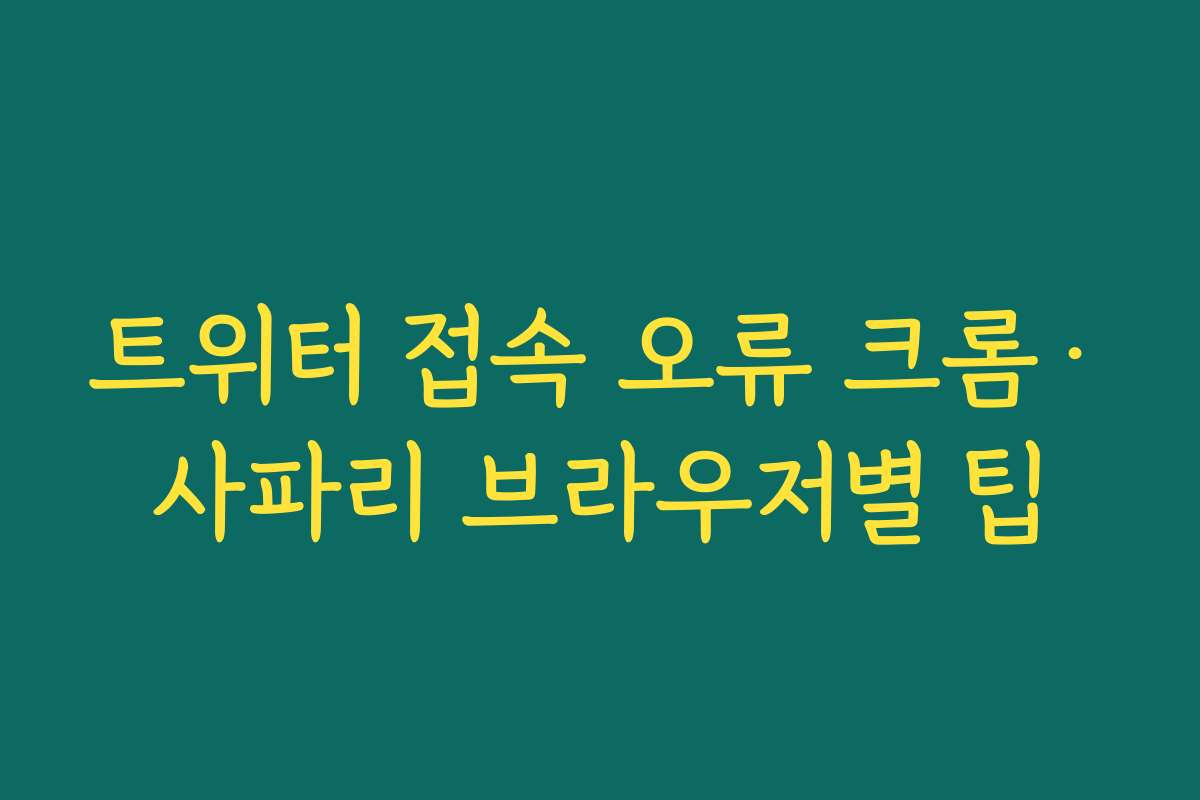 트위터 접속 오류 크롬·사파리 브라우저별 팁