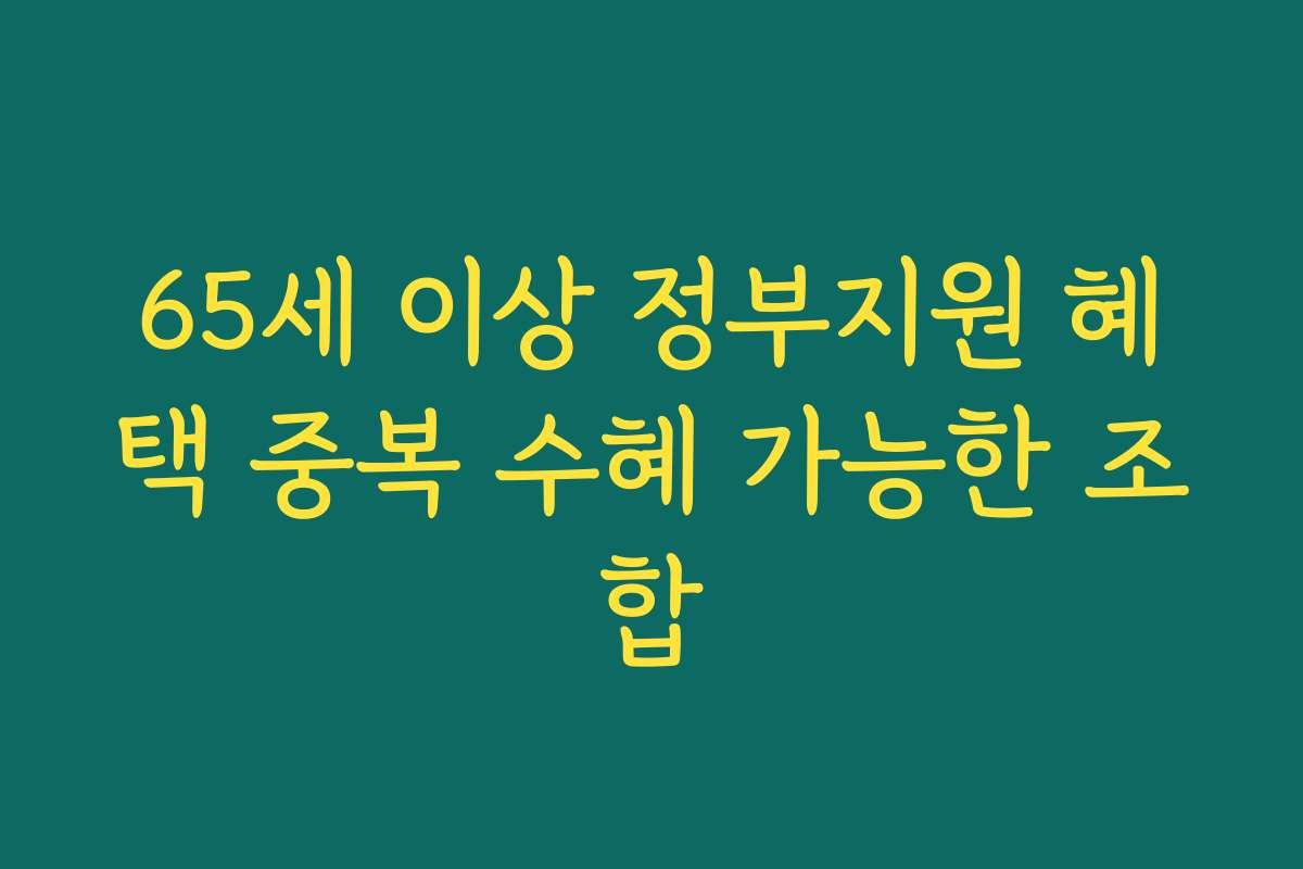 65세 이상 정부지원 혜택 중복 수혜 가능한 조합
