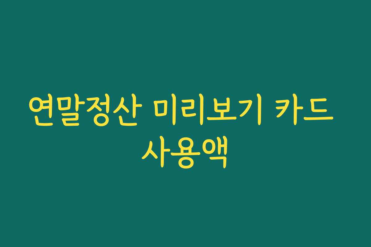 연말정산 미리보기 카드 사용액