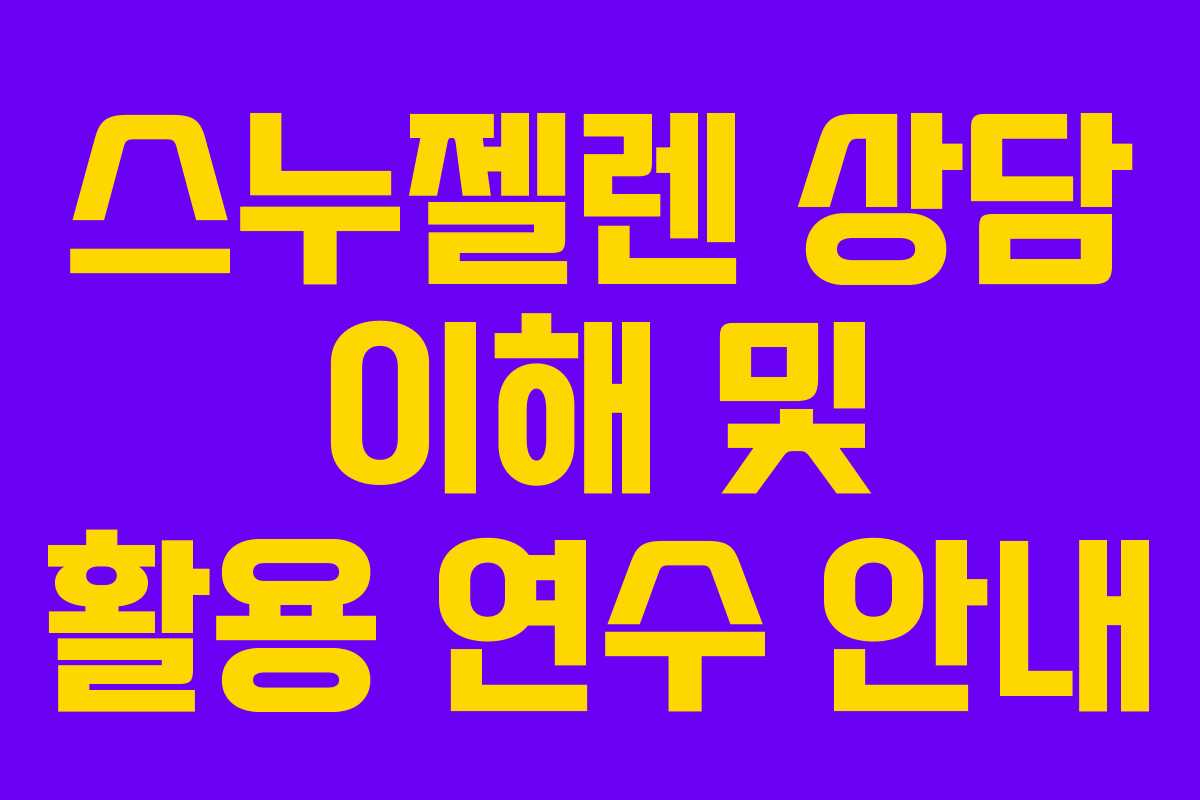 스누젤렌 상담 이해 및 활용 연수 안내