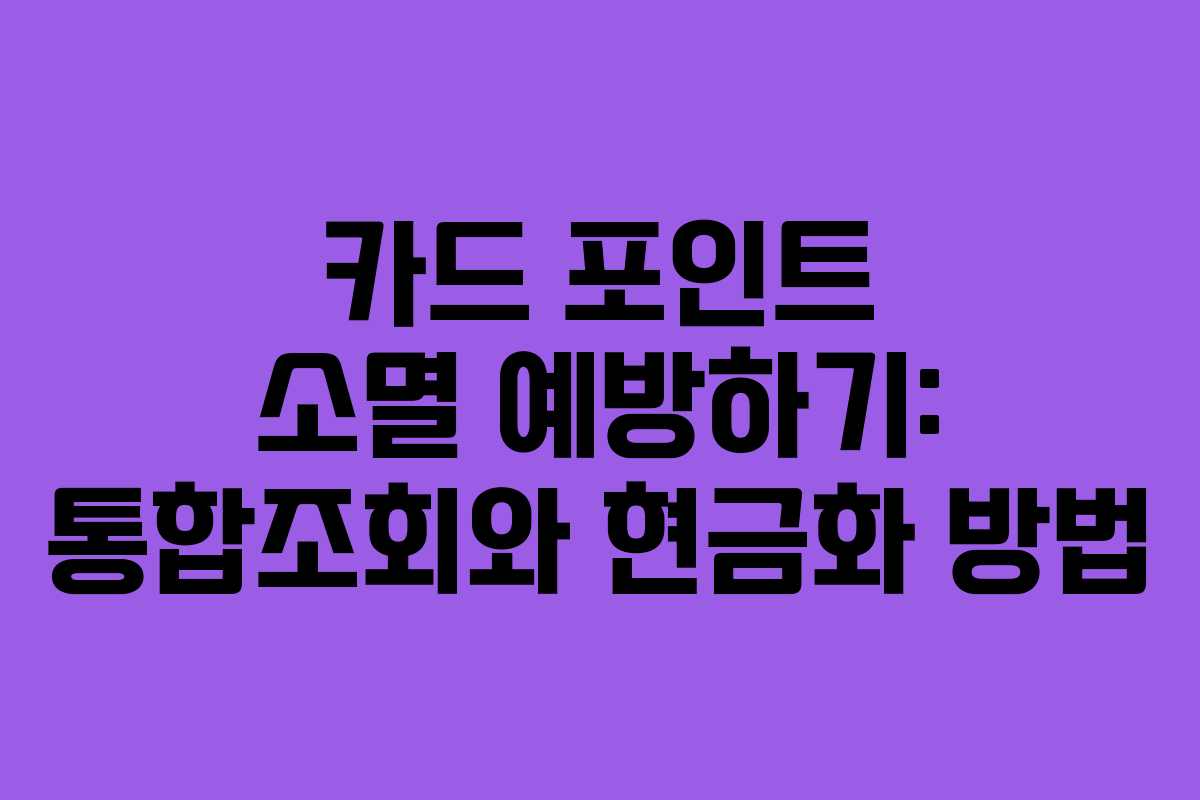 카드 포인트 소멸 예방하기: 통합조회와 현금화 방법
