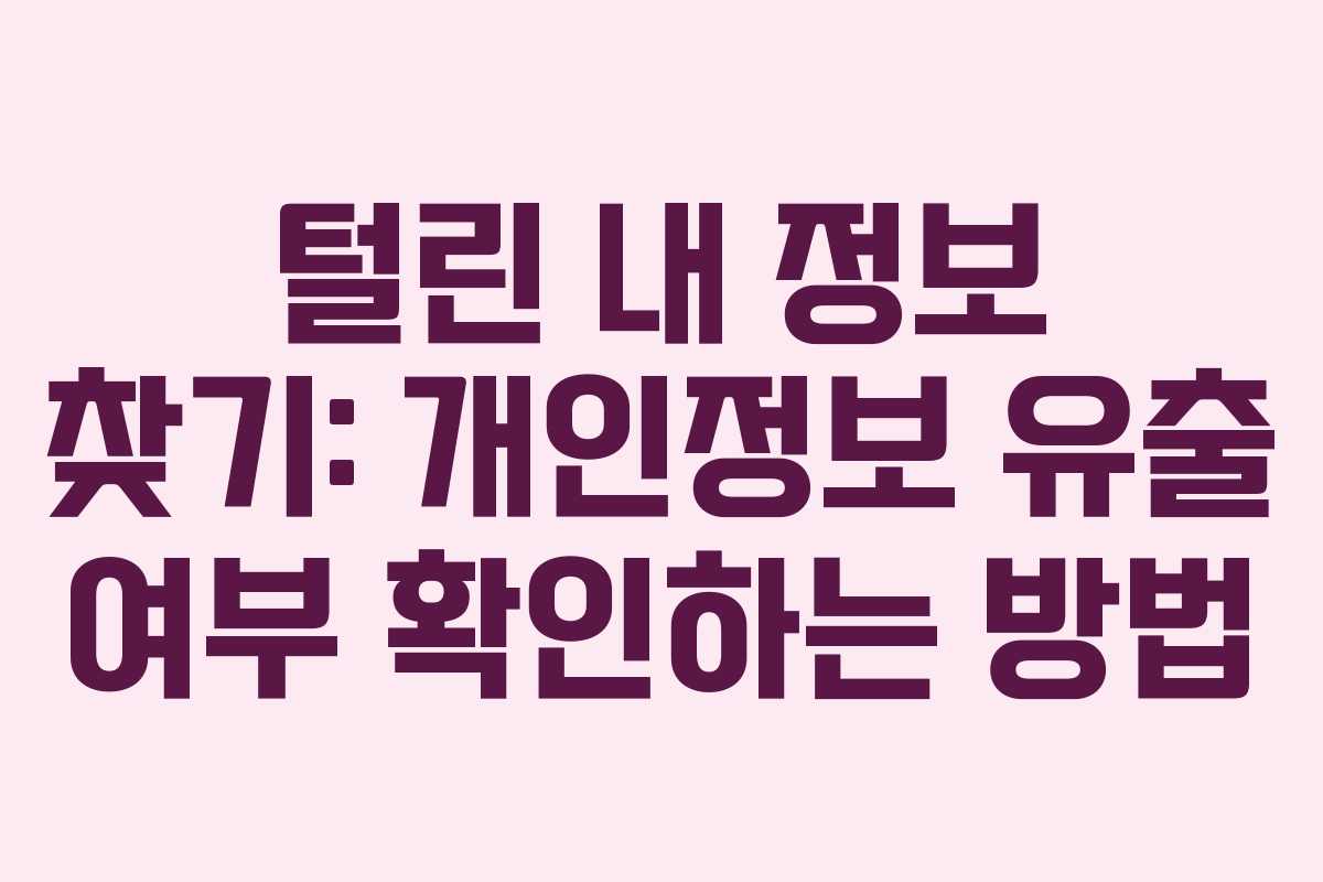 털린 내 정보 찾기: 개인정보 유출 여부 확인하는 방법