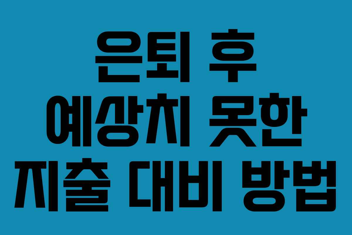 은퇴 후 예상치 못한 지출 대비 방법