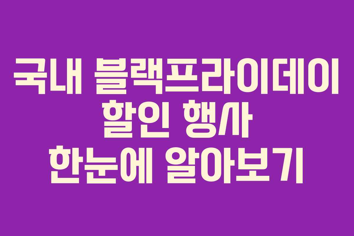 국내 블랙프라이데이 할인 행사 한눈에 알아보기