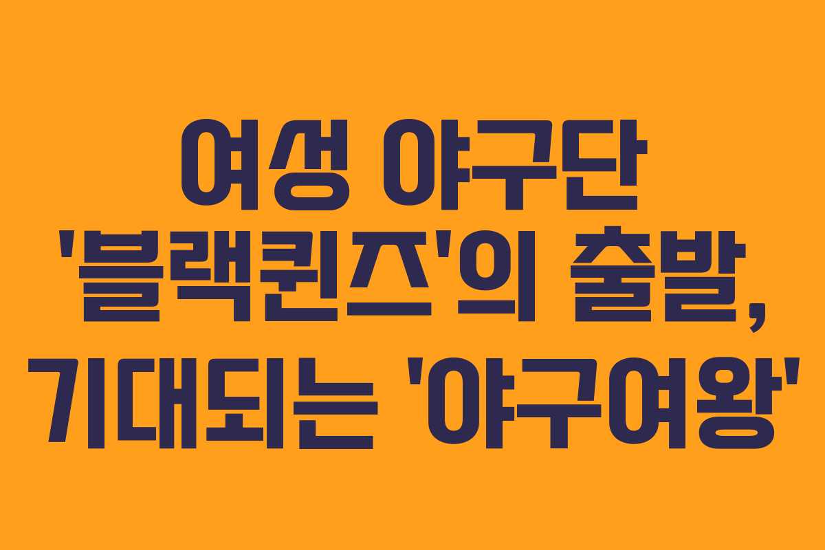 여성 야구단 ‘블랙퀸즈’의 출발, 기대되는 ‘야구여왕’